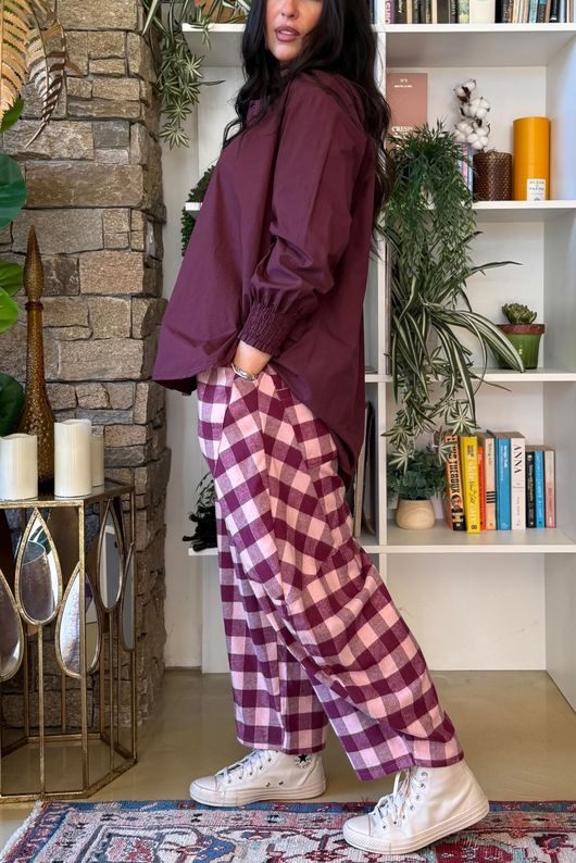 Paloma Tela Peter Pan Blouse Aubergine